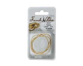 French Wire Bullion New Gold Color 43791 (Medium, .9mm, 14 inches) Fine French Wire, Gold Bullion Wire, Flexible Thread Protection
