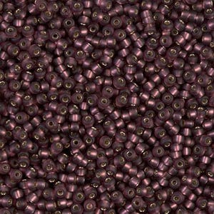 Miyuki Seed Beads 11/0 Matte Silver Lined Dk Smoke Amethyst 11-13F 24g, Round Seed Bead, Glass Seed, Size 11 Seed Bead, Japanese Seed Bead