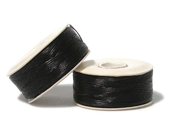 Nymo Beading Thread Size D Black 41759 (2 bobbins) Beadwork Thread, Sewing Thread, Needleweaving Thread, Needlework Thread, Beading Supply