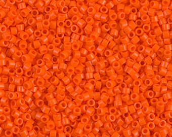 11/0 Miyuki Delica Beads Japanese Seed Beads DB722 (7.2g), Orange Opaque Delica Seed Beads, Glass Seed Beads, Cylinder Bead, Tiny Glass Bead