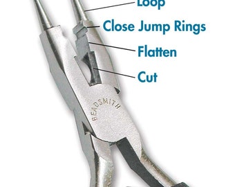 4 in 1 Pliers Loop Close Flatten Cut 41789 Beadsmith Four in One Pliers, Wire Cutters, Round Nose Pliers, Jump Ring Pliers, Beadsmith Pliers