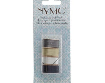 Nymo Beading Thread Size B Mixture 43783 (4 bobbins) Black White Cream Gray Nymo Beadwork Thread, Needleweaving Thread, Nymo Assortment