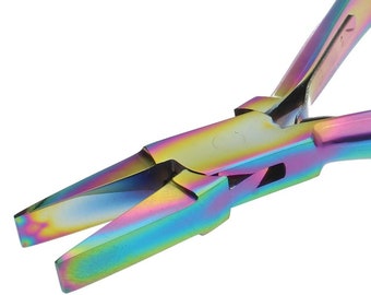 Chroma Flat Nose Pliers 55226 Beadsmith Rainbow Flatnose Pliers, Beadsmith Pliers, Jewelry Making Pliers Rainbow Titanium Coated Pliers