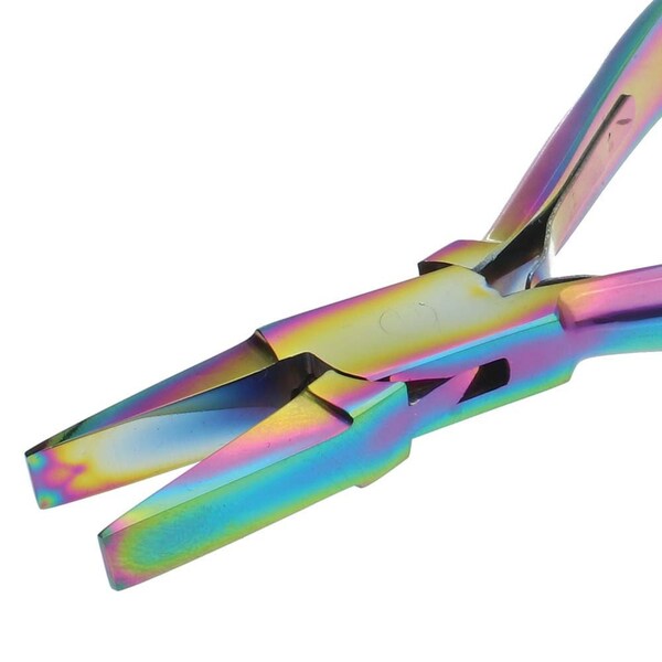 Chroma Flat Nose Pliers 55226 Beadsmith Rainbow Flatnose Pliers, Beadsmith Pliers, Jewelry Making Pliers Rainbow Titanium Coated Pliers