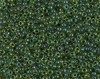 Miyuki Seed Beads 11/0 Olive Green Lined Chartreuse 11-350 24g Size 11 Seed Beads, Japanese Seed Beads, Glass Seed Beads, Color Lined  Beads