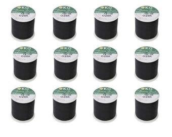 12 Spools K.O. Beading Thread, Black Japanese Beading Thread 43337 55 yds, KO Beading Thread, Size B Beading Thread, Pre-Waxed Nylon