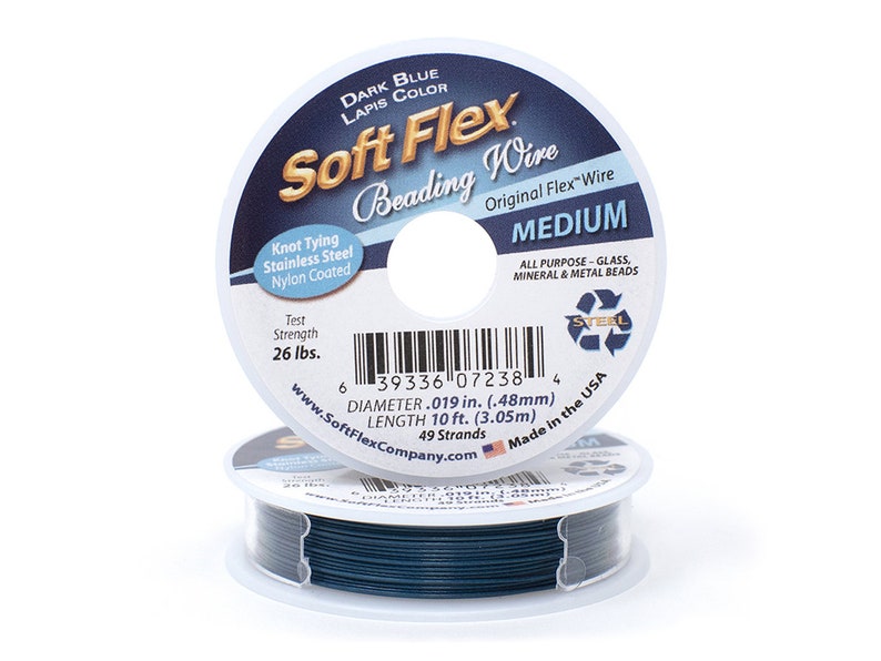 Soft Flex Beading Wire .019in 10ft Dark Lapis Blue Medium SoftFlex Wire, Flexible Wire, Round Wire, Jewelry Wire, Crimp Wire image 1