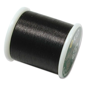 K.O. Beading Thread, Black Japanese Beading Thread 43337 55 yds, KO Beading Thread, Size B Beading Thread, Pre-Waxed Nylon Beading Thread,