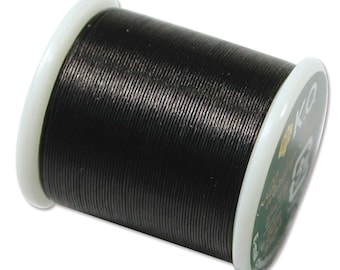 K.O. Beading Thread, Black Japanese Beading Thread 43337 55 yds, KO Beading Thread, Size B Beading Thread, Pre-Waxed Nylon Beading Thread,