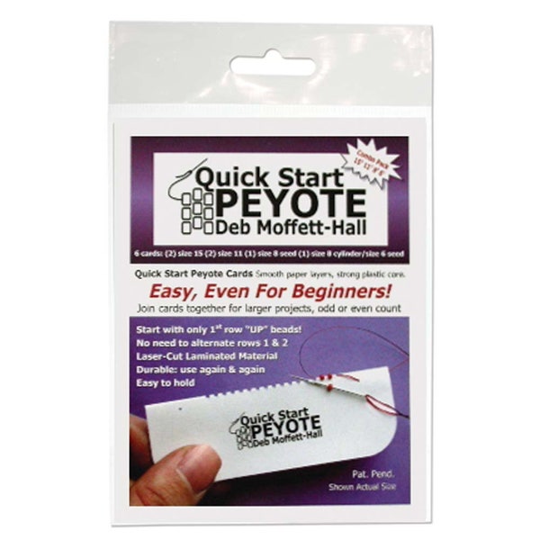 Quick Start Peyote Card Assortment 55154 6 Starter Card, 15/0, 11/0, 8/0, 6/0 Seed Bead, Delicas, Right Angle Weave Card, Peyote Instruction
