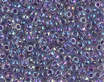 Miyuki Seed Beads 8/0 Amethyst Lined Crystal AB 8-274 22g Tube, SIze 8 Seed Beads, Purple Seed Beads, Japanese Seed Beads, Glass Seed Beads