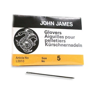 John James Glovers Needles Size 5 43608 Size 5 Leather Needles, Glovers Bulk Pack Needle, Craft Needles, John James Needle L3910 image 1