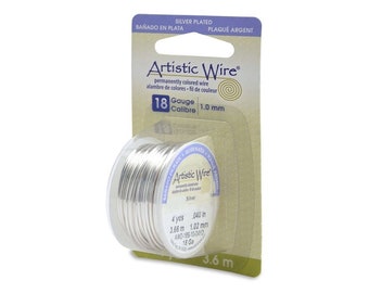 Artistic Wire 18 Gauge Tarnish Resistant Silver 43105 Dispenser 4 Yards  Round Wire, Soft Temper Silver Wire, Jewelry Wire, Craft Wire