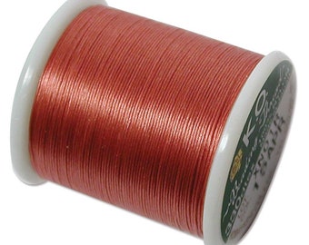 K.O. Beading Thread, Apricot Japanese Beading Thread 43335 55 yds, KO Beading Thread, Size B Beading Thread, Pre-Waxed Nylon Beading Thread,