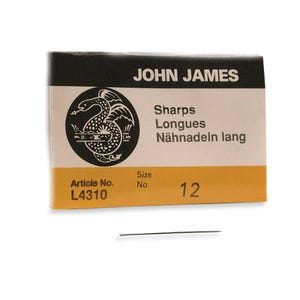 John James Sharps Needles Size 12 43372 , Size 12 English Needles, Bulk Pack Short Beading Needle, John James Needle L4310, Sewing Needles