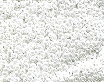 Miyuki Seed Beads 11/0 White Pearl Ceylon 11-420 24g, Round Seed Beads, Glass Seed Beads, Size 11 Seed Beads, Japanese Seed Beads