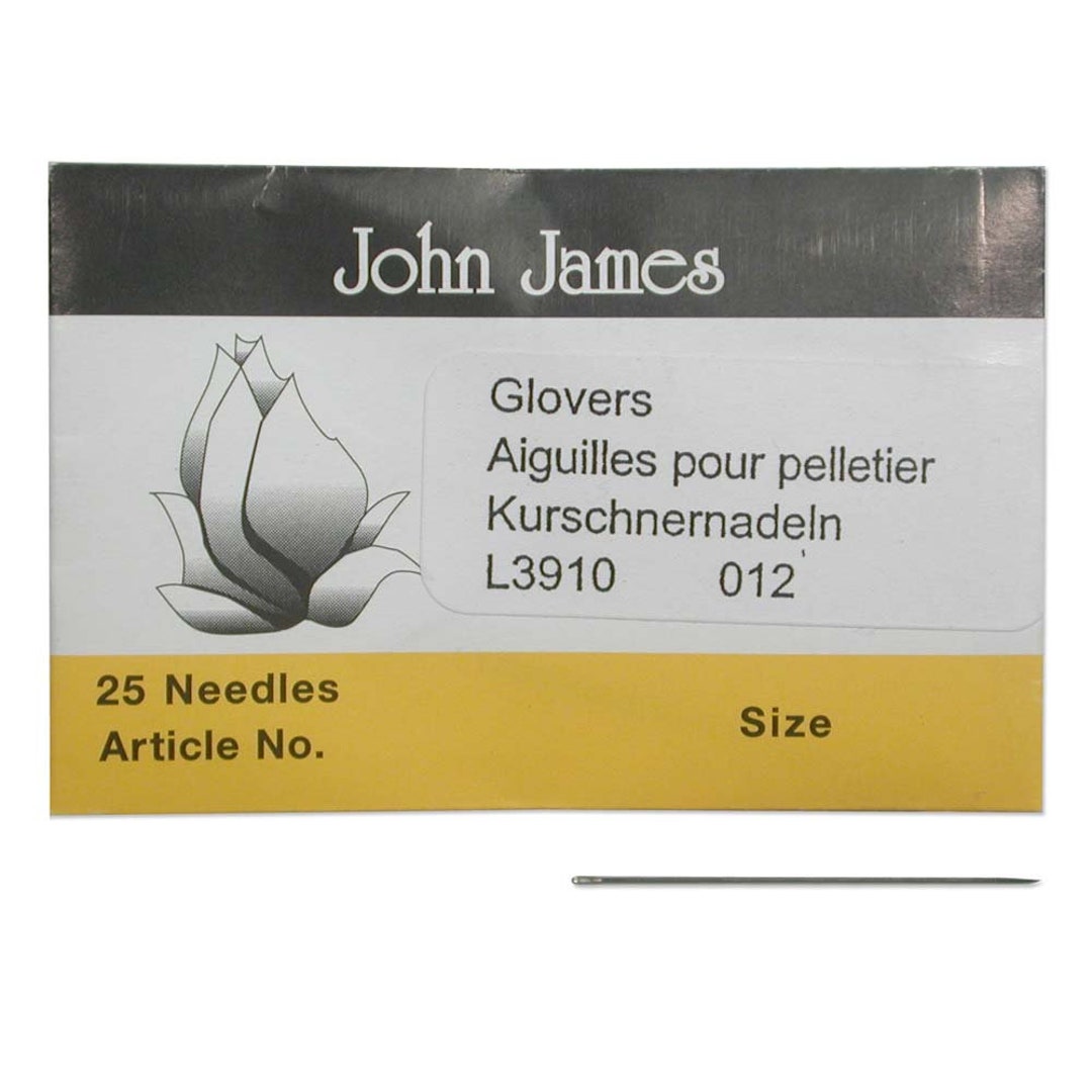 John James Glovers Needles, Size #12, 29.5mm in Length and 0.41mm in  Diameter, Pack of 25, Triangular Point, Ideal to Pass Through Tougher  Materials Such as Leather, Suede, Vinyl and Soft Plastics