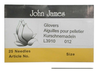 John James Glovers Needles Size 12 43606 Size 12 Leather Needles, Glovers Bulk Pack Needle, Craft Needles, John James Needle L3910