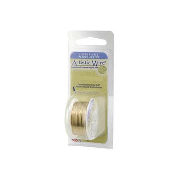 Artistic Wire 20 Gauge Silver Plated Gold 43109 Dispenser 6Yard Resembles 14kt Gold Round Wire, Jewelry Wire, Craft Wire, Silver Plated Wire