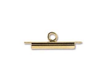 Miyuki Beading Slide End Tubes, 43273 (10 ), 15mm Gold Plated Ends, Delica Beadwork Tube End, Japanese Tube Ends, Seed Bead Tube End Finding