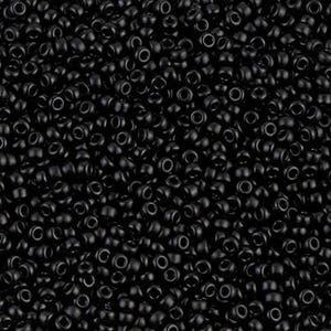 Miyuki Seed Beads 11/0 Semi-Matte Opaque Black 11-401SF 23g, Round Seed Beads, Glass Seed Beads, Size 11 Seed Beads, Japanese Seed Beads