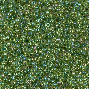 Miyuki Seed Beads 11/0 Green Lined Chartreuse AB 11-341 24g Green Seed Beads Glass Size 11 Color Lined