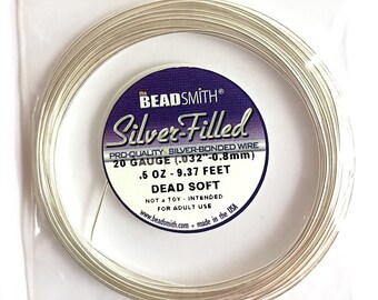 Silver Filled Wire 20 gauge Round .5oz 9ft  41897 Dead Soft Temper Wire , Beadsmith Wire, Round Jewelry Wire, Craft Wire, Jewelry Supplies