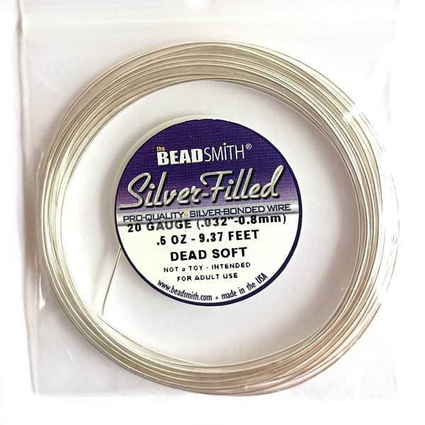 Silver Filled Wire 20 gauge Round .5oz 9ft  41897 Dead Soft Temper Wire , Beadsmith Wire, Round Jewelry Wire, Craft Wire, Jewelry Supplies