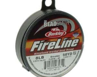 FireLine Braided Beading Thread 8lb Smoke 43788 50yd Spool Smoke Gray .007in Pre-Waxed Thread, Stretch Resistant Thread, Beading Thread