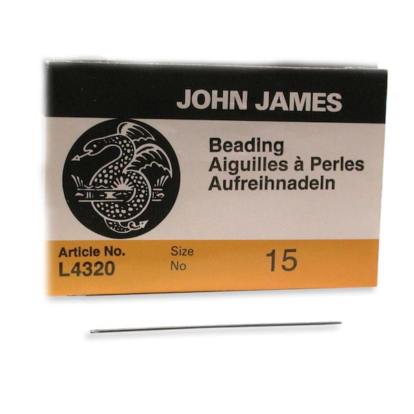 John James English Beading Needles Size 15 43050 Bulk Pack Needles, Fine English Needles, Sewing Needles, Craft Needles, L4320 Needles
