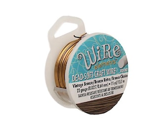 Vintage Bronze Color Wire Beadsmith 22 gauge 15yd Spool 41518 Round Wire, Antique Brass Wire, Craft Wire, Jewelry Wire, Beadsmith Wire