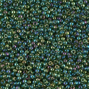 Miyuki Seed Beads 11/0 Transparent Olive Green AB 11-288 24g Japanese Seed Beads, Green Seed Beads, Glass Seed Beads, Rocaille Seed Beads