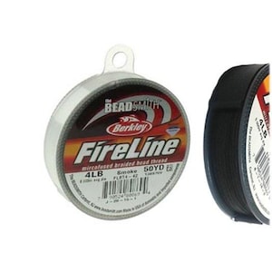 FireLine Braided Beading Thread Size B .005 Smoke Gray 41447  50yd 4lb Test Pre-Waxed Thread, Stretch Resistant Thread Beading Thread