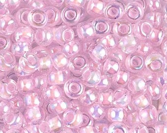 Miyuki Seed Beads 6/0 Pink Lined Crystal AB 6-272 20g in a Tube, Glass Seed Beads, Size 6 Seed Beads, Japanese Seed Beads, Round Seed Beads