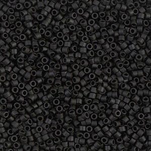 11/0 Miyuki Delica Beads 11/0 Japanese Seed Beads DB310 (7.2g), Matte Opaque Jet Black Delica Seed Beads, Glass Seed Beads, Cylinder Bead