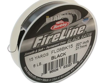 FireLine Braided Beading Thread 8lb Black 43713 15yd Mini Spool .007in Pre-Waxed Thread, Stretch Resistant Thread, Beading Thread