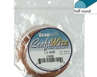 Half Round 18 gauge Copper Wire 7yd 41585 Beadsmith Wire, Copper Jewelry Wire, Copper Craft Wire, Half Round Wire, Shapped Wire