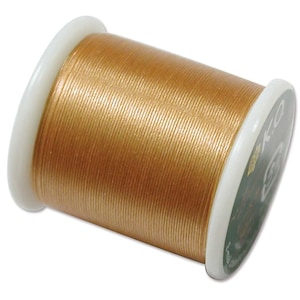K.O. Beading Thread, Gold Japanese Beading Thread 43329 55 yds, KO Beading Thread, Size B Beading Thread, Pre-Waxed Nylon Beading Thread,