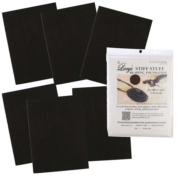 Black Lacy's Stiff Stuff Beading Foundation 45076 (6 Sheets) 4.25x5.25 inches, Black Lacy's Bead Foundation, Beadwork Foundation,