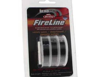 FireLine Beading Thread Assortment Smoke Gray 43748 4lb, 6lb, & 8lb 15yd Spools Pre-Waxed Thread, Stretch Resistant Thread, Beading Thread