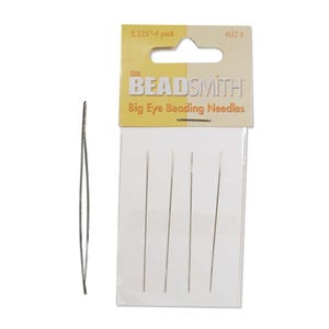 Big Eye Needles 2 inches 43262 (4), Easy to Thread Needles, 2" Beading Needles, 2 inch Craft Needles, Beading Supplies, Beadsmith Needles