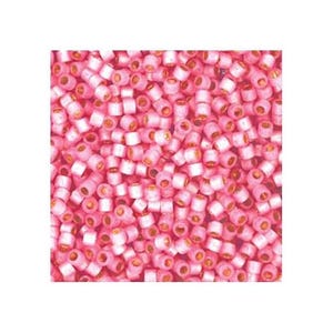 11/0 Miyuki Delica Beads Japanese Seed Beads DB2189 (7.2g), Semi-Matte Duracoat Silver Lined Honeysuckle Pink Delica Seed Beads, Glass Bead