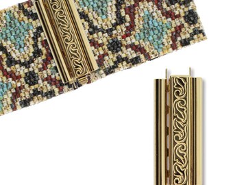 BeadSlide Clasp for Seed Beads 45045 (1) Swirls 29mm Gold Plated Clasp, Bead Slide Clasp, Clasp for Beadweaving, Slider Clasp