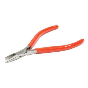 May include: A pair of orange-handled pliers with a silver metal head. The pliers are designed for jewelry making.