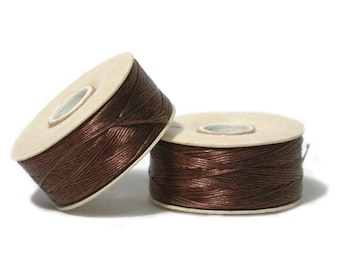 Nymo Beading Thread Size B Brown 41856 (2 bobbins) for Seed Beads or Bead Weaving, Beadwork Thread, Sewing Thread, Needleweaving Thread