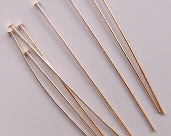 2 inch 24ga Gold-Plated Headpins 42942 (144) 24 gauge Gold Head Pins, Jewelry Findings, Head Pin Wire, Thin Head Pins, Long Head Pins