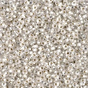 Miyuki Seed Beads 11/0 Matte Silver Lined Crystal 11-1F 24g, Round Seed Beads, Glass Seed Beads, Size 11 Seed Beads, Japanese Seed Beads