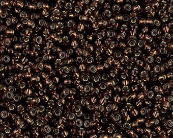 Cuentas de semillas Miyuki 11/0 con revestimiento plateado color cerveza de raíz 11-29 24 g Cuentas de semillas japonesas, cuentas de semillas marrones, cuentas de semillas de vidrio, cuentas de semillas Rocaille