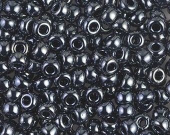 Miyuki Seed Beads 6/0 Metallic Gunmetal 6-451 20g in Tube, Glass Seed Beads, Size 6 Seed Bead, Japanese Seed Bead, Round Seed Bead
