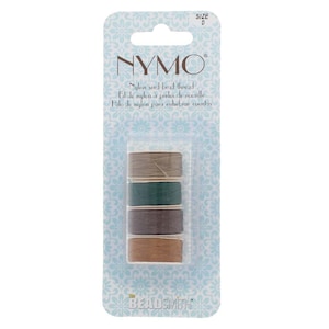 Nymo Beading Thread Size D Mixture 43786 (4 bobbins) Sand Ash, Emerald Green, Brown Gold Nymo Beadwork Thread, , Nymo Assortment
